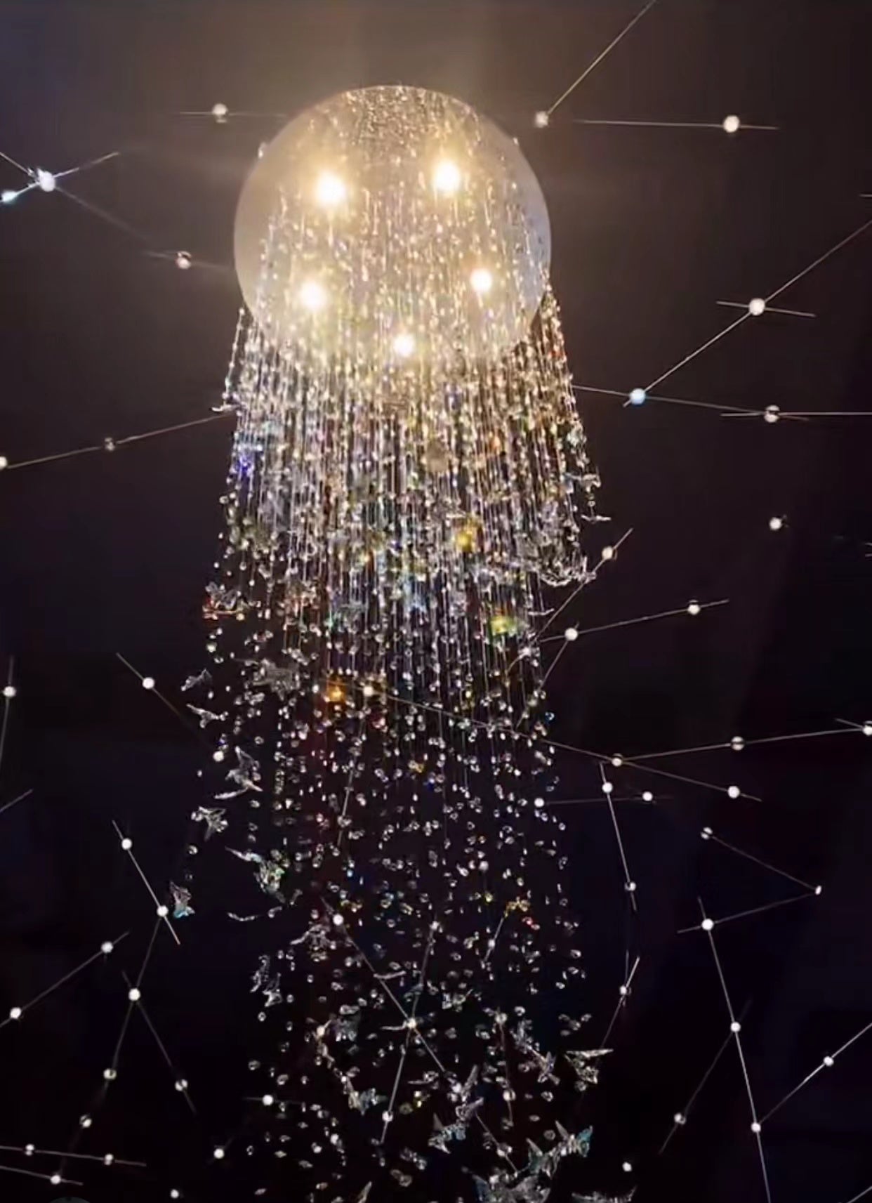 Northern European Style K9 Crystal Floating Butterfly Chandelier for High-ceiling-Momo Lighting