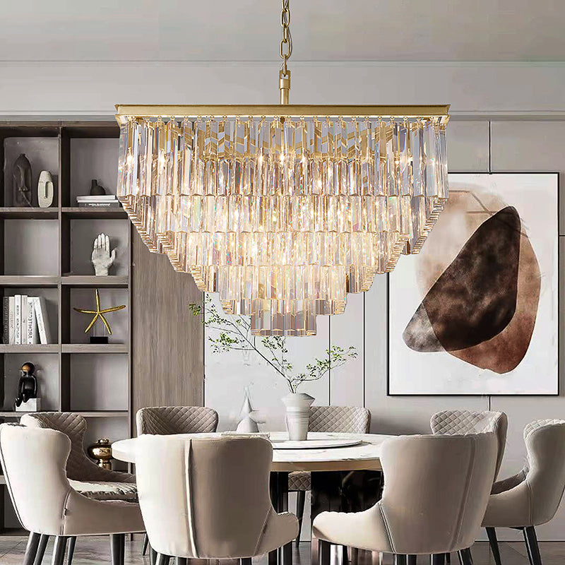 Odeon Square Crystal Chandelier 34",5-Tier-Momo Lighting