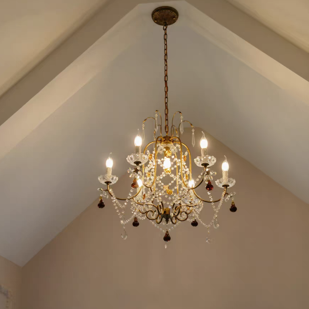 Ornate French Antique Crystal Ceiling Chandelier-Momo Lighting