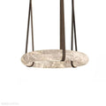 Oslo Alabaster Ring Round Pendant Chandelier, Modern Leather Strip Chandelier-Momo Lighting
