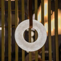 Oslo Alabaster Ring Round Pendant Chandelier, Modern Leather Strip Chandelier-Momo Lighting