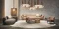 Oslo Alabaster Ring Round Pendant Chandelier, Modern Leather Strip Chandelier-Momo Lighting