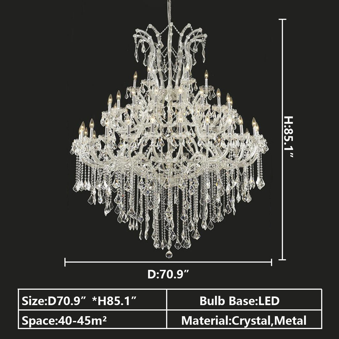 Oversized European Chrome Classic Candle Branch Crystal Chandelier for 2-Story/Duplex Buildings-Momo Lighting