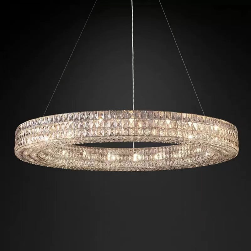 Oversized Modern Ring Pendant Light/Round Crystal Chandelier for Living/Dining Room/Bedroom-Momo Lighting