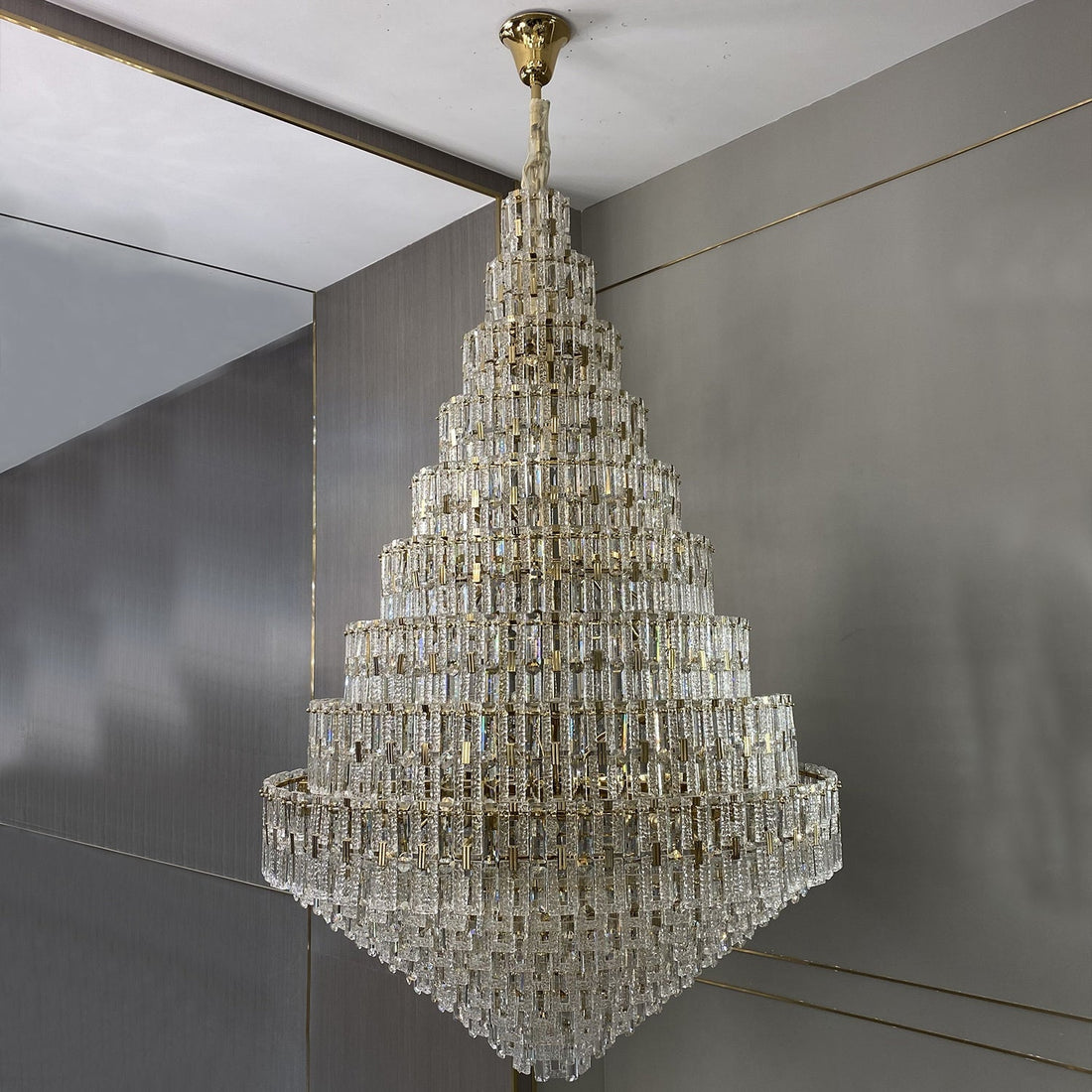 Oversized Multi-layers Honeycomb Luxury Ceiling Crystal Chandelier For Big Hallway/Foyer/Entryway-Momo Lighting