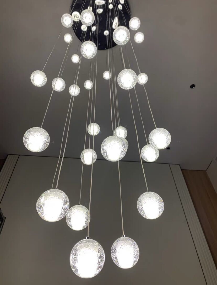 Oversized Nordic Art Round Air Bubbles Pendant Chandelier for Stairs/Spiral Staircase/Hotel Lobby-Momo Lighting