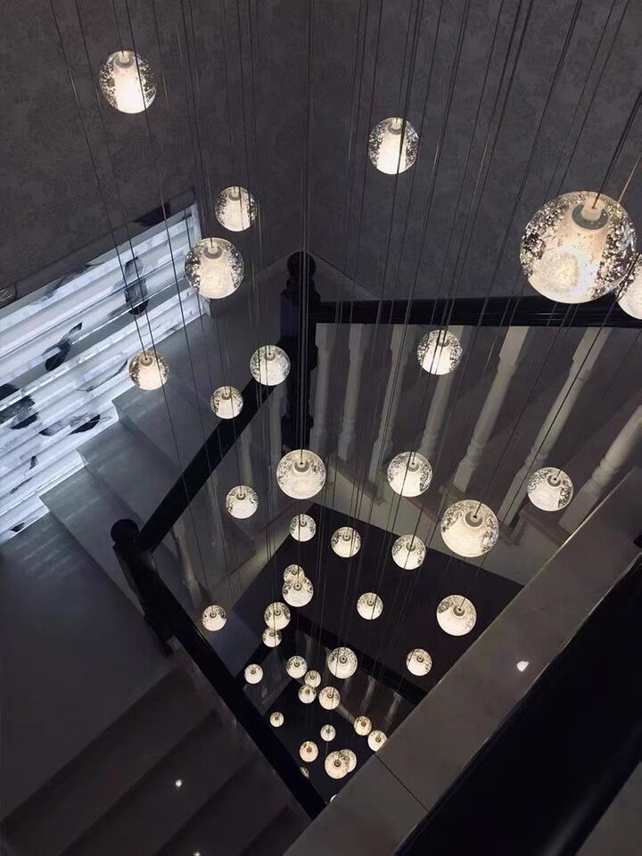 Oversized Nordic Art Round Air Bubbles Pendant Chandelier for Stairs/Spiral Staircase/Hotel Lobby-Momo Lighting