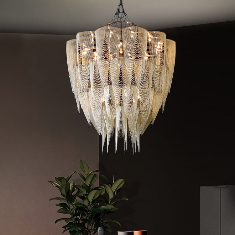 Oversized Post-Modern Aluminium Chain Tassel Pendant Chandelier for Large Living Room/Staircase/Villa-Momo Lighting