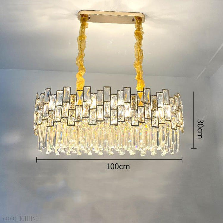 Palo clear Linear Chandelier for Kitchen Island-Momo Lighting