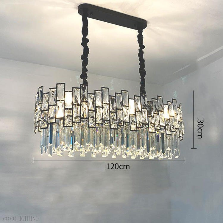 Palo clear Linear Chandelier for Kitchen Island-Momo Lighting