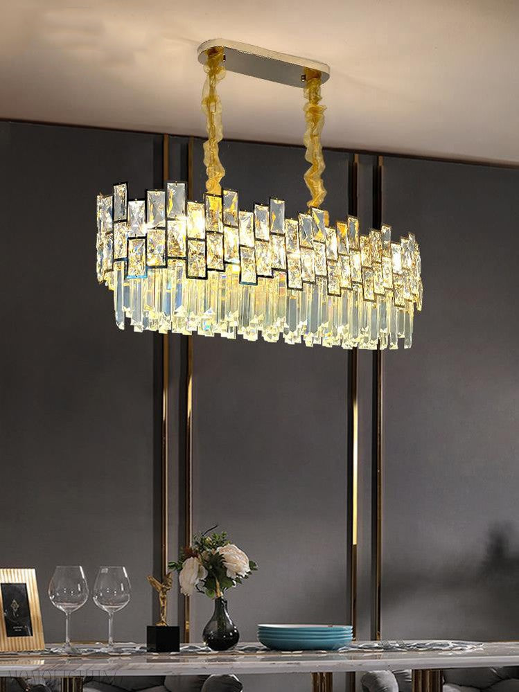 Palo clear Linear Chandelier for Kitchen Island-Momo Lighting