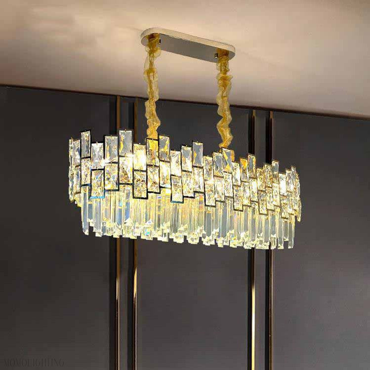 Palo clear Linear Chandelier for Kitchen Island-Momo Lighting