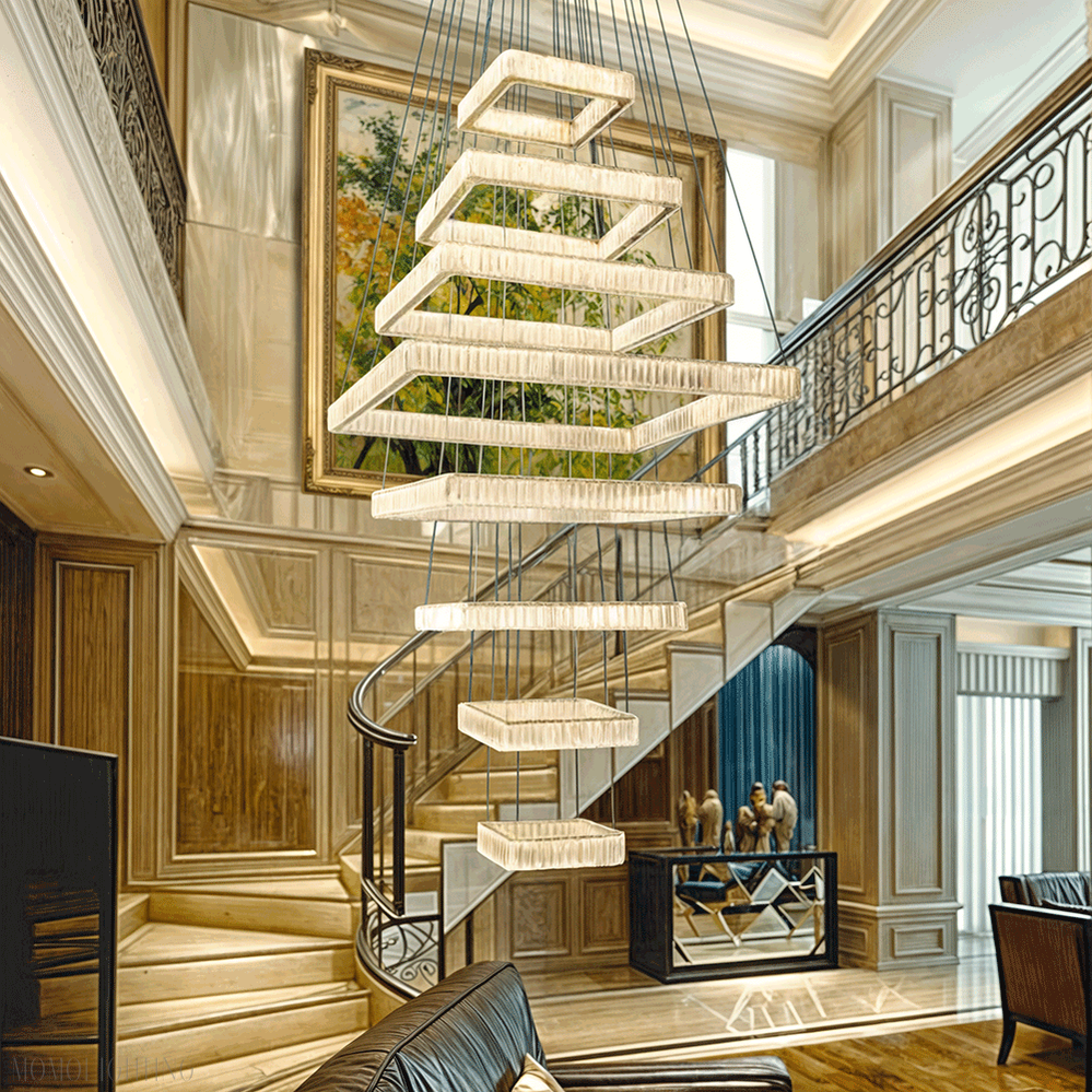 Pamela 8-Tier Square Crystal Chandelier-Momo Lighting