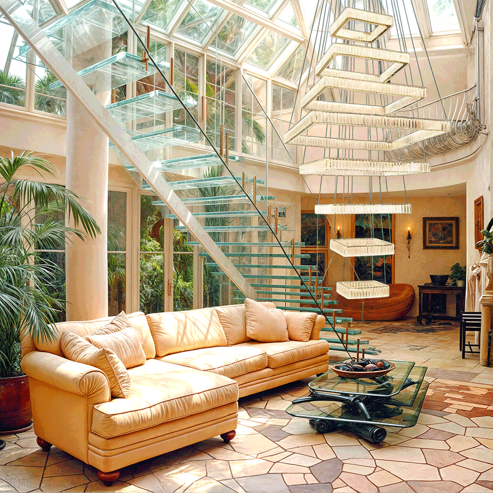 Pamela 8-Tier Square Crystal Chandelier-Momo Lighting