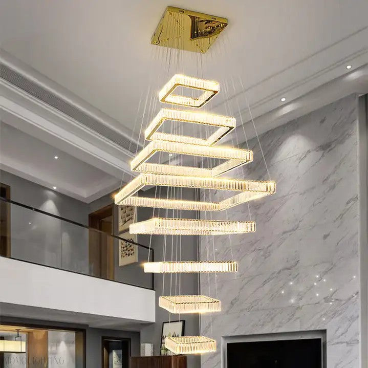 Pamela 8-Tier Square Crystal Chandelier-Momo Lighting
