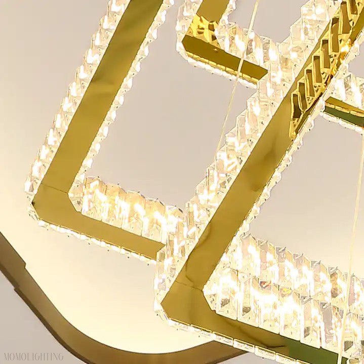 Pamela 8-Tier Square Crystal Chandelier-Momo Lighting