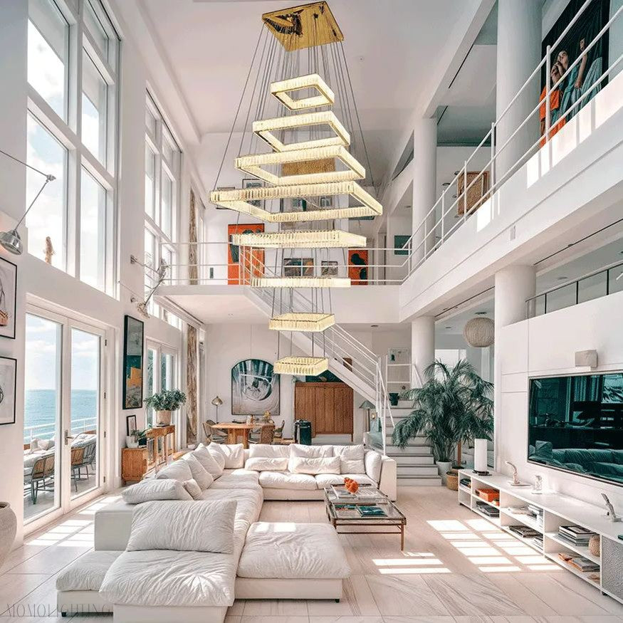 Pamela 8-Tier Square Crystal Chandelier-Momo Lighting