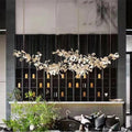 Porcelain Linear Gold Ginkgo Chandelier-Momo Lighting