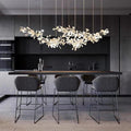 Porcelain Linear Gold Ginkgo Chandelier-Momo Lighting
