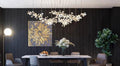 Porcelain Linear Gold Ginkgo Chandelier-Momo Lighting