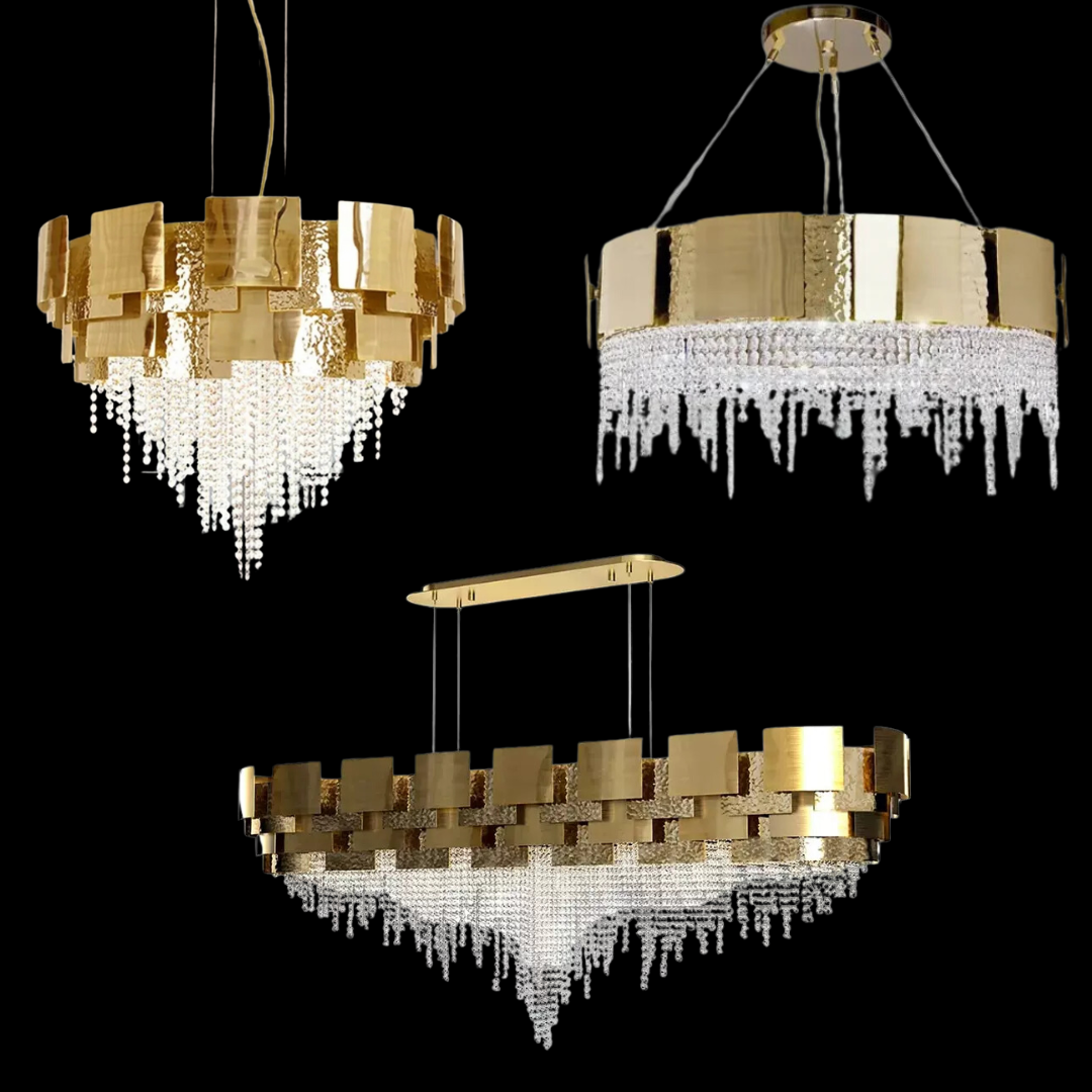 Post-modern Light Luxury Oval/Round Tiered Tassel Crystal Chandelier in Gold Finish for Living/Dining Room-Momo Lighting