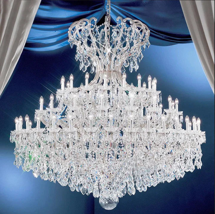 chandelier,chandeliers,extra large,big,huge,oversize,crystal,luxury,gold,silver,staircase,spiral staircase,foyer,living room,high ceiling,duplex hall,loft,candle,branch,Classic Lighting 78" Crystal Traditional Chandelier from the Maria Thersea Collection Model:8149 OWG C from the Maria Thersea Collection