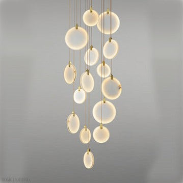 Queenie marble disc Long Round chandelier For Loft-Momo Lighting