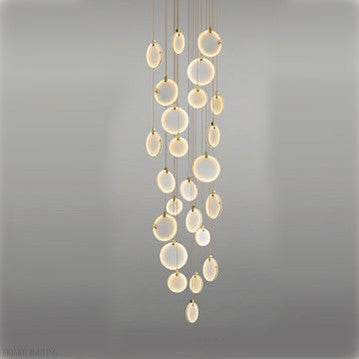Queenie marble disc Long Round chandelier For Loft-Momo Lighting