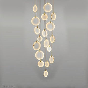 Queenie marble disc Long Round chandelier For Loft-Momo Lighting