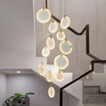 Queenie marble disc Long Round chandelier For Loft-Momo Lighting