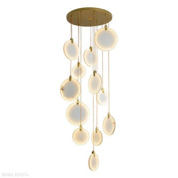 Queenie marble disc Long Round chandelier For Loft-Momo Lighting