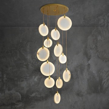 Queenie marble disc Long Round chandelier For Loft-Momo Lighting