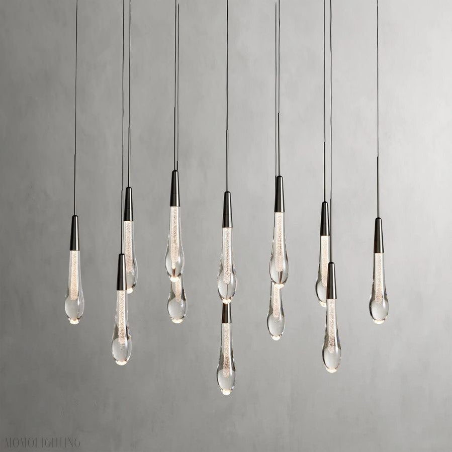 Rain Linear Solitaire Crystal Chandelier-Momo Lighting