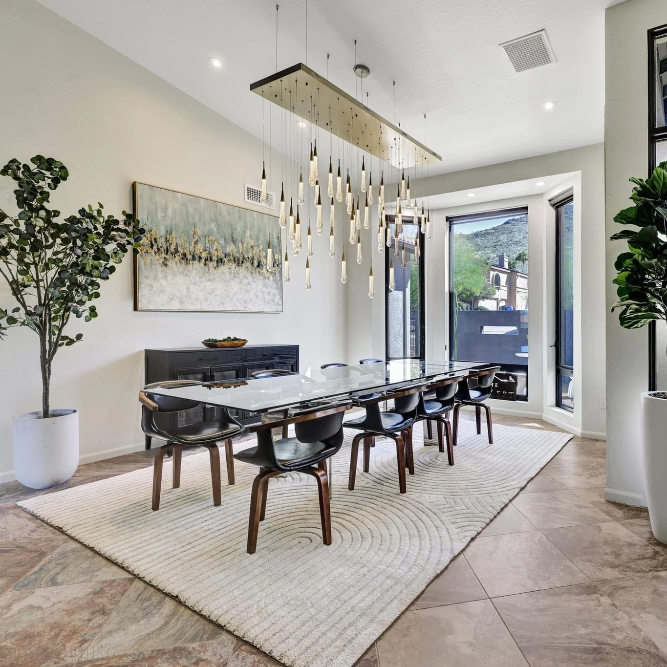 Rain Linear Solitaire Crystal Chandelier-Momo Lighting