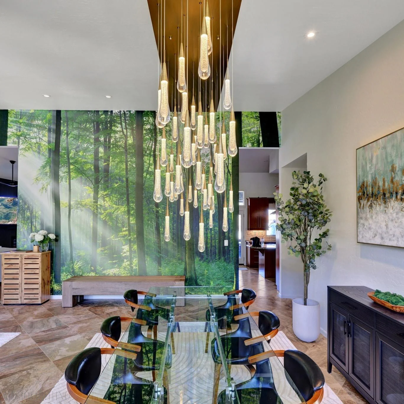 Rain Linear Solitaire Crystal Chandelier-Momo Lighting