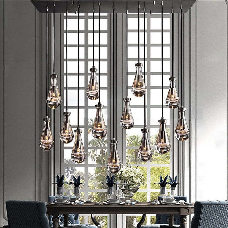 Raindrop Glass Linear Chandelier 54"-Momo Lighting