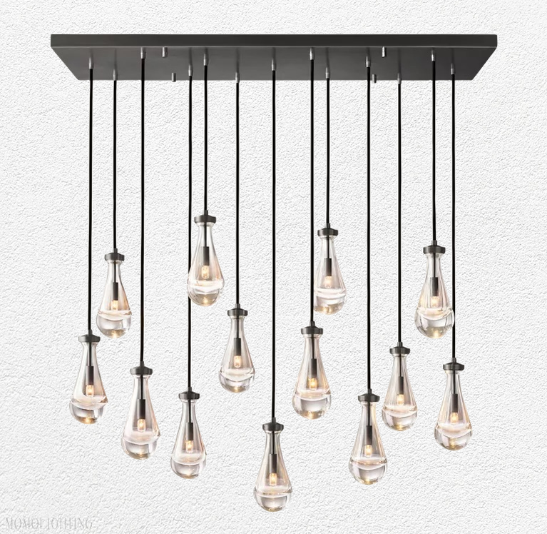 Raindrop Glass Linear Chandelier 54"-Momo Lighting