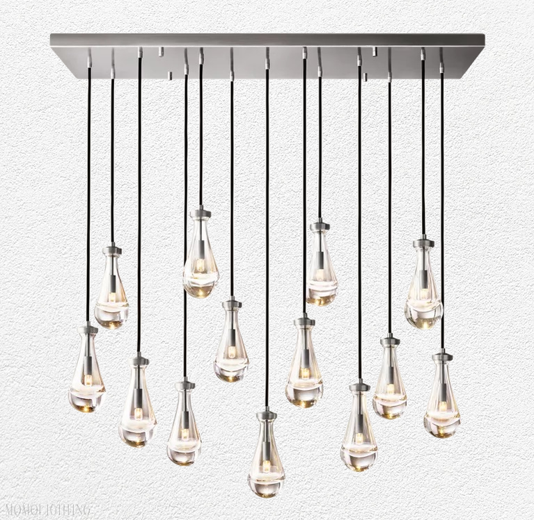 Raindrop Glass Linear Chandelier 54"-Momo Lighting