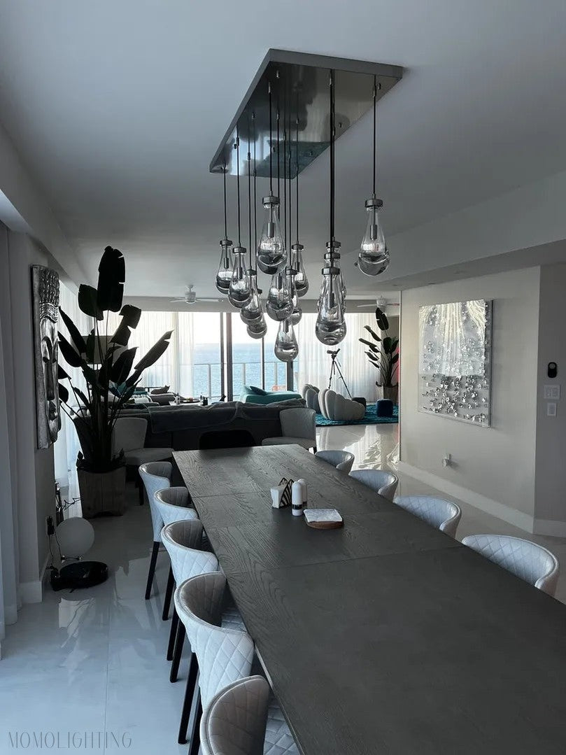 Raindrop Glass Linear Chandelier 54"-Momo Lighting