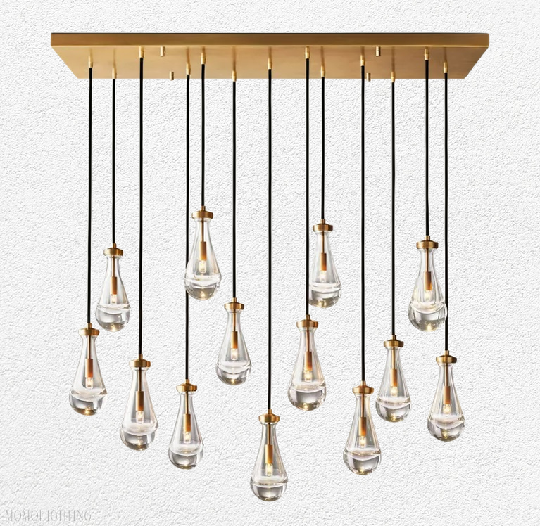 Raindrop Glass Linear Chandelier 54"-Momo Lighting