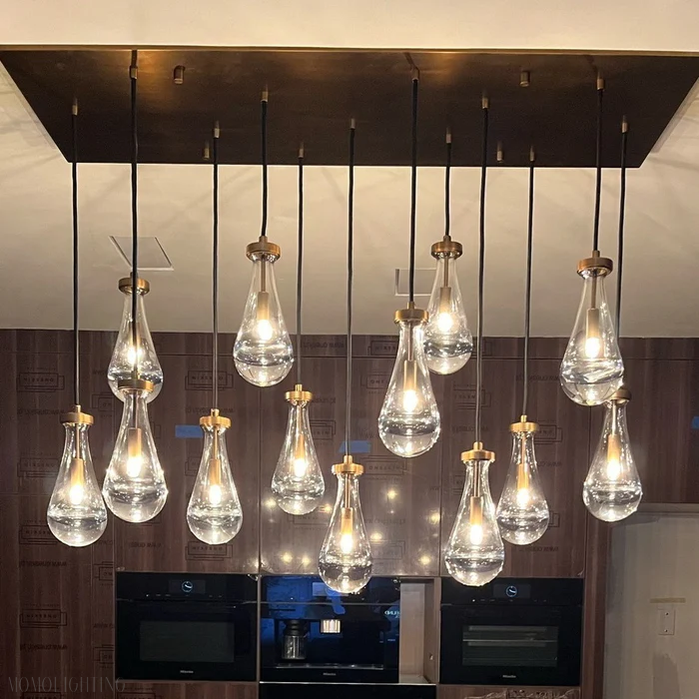 Raindrop Glass Linear Chandelier 72"-Momo Lighting