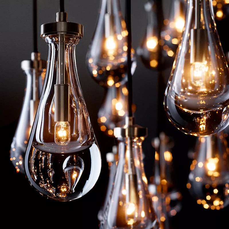 Raindrop Glass Linear Chandelier 72"-Momo Lighting