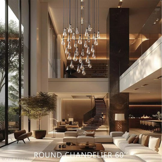 Raindrop Glass Linear Chandelier 72"-Momo Lighting