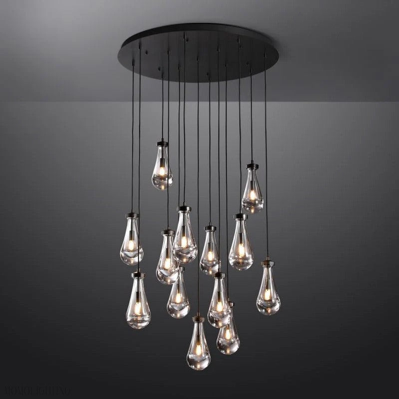 Raindrop Glass Round Chandelier 36"-Momo Lighting