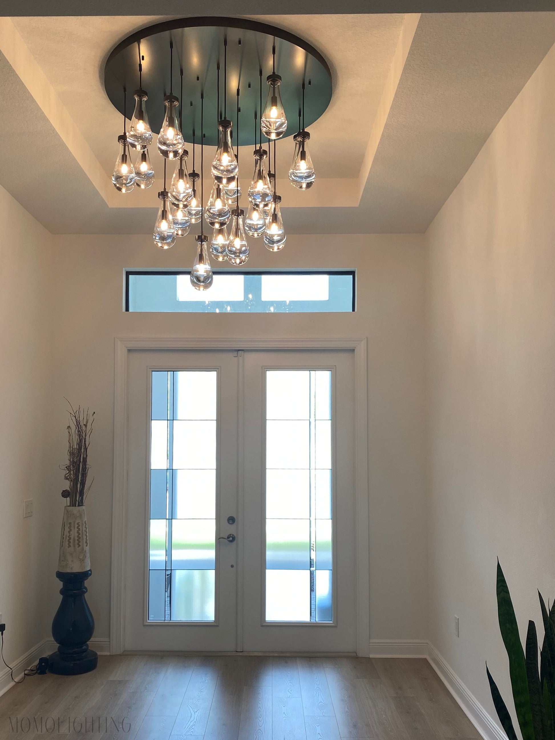 Raindrop Glass Round Chandelier 36"-Momo Lighting