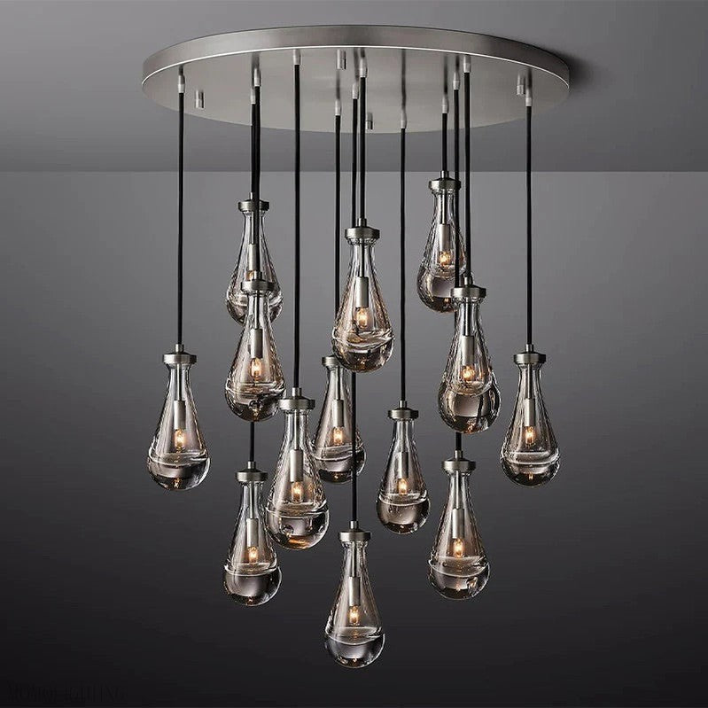 Raindrop Glass Round Chandelier 36"-Momo Lighting