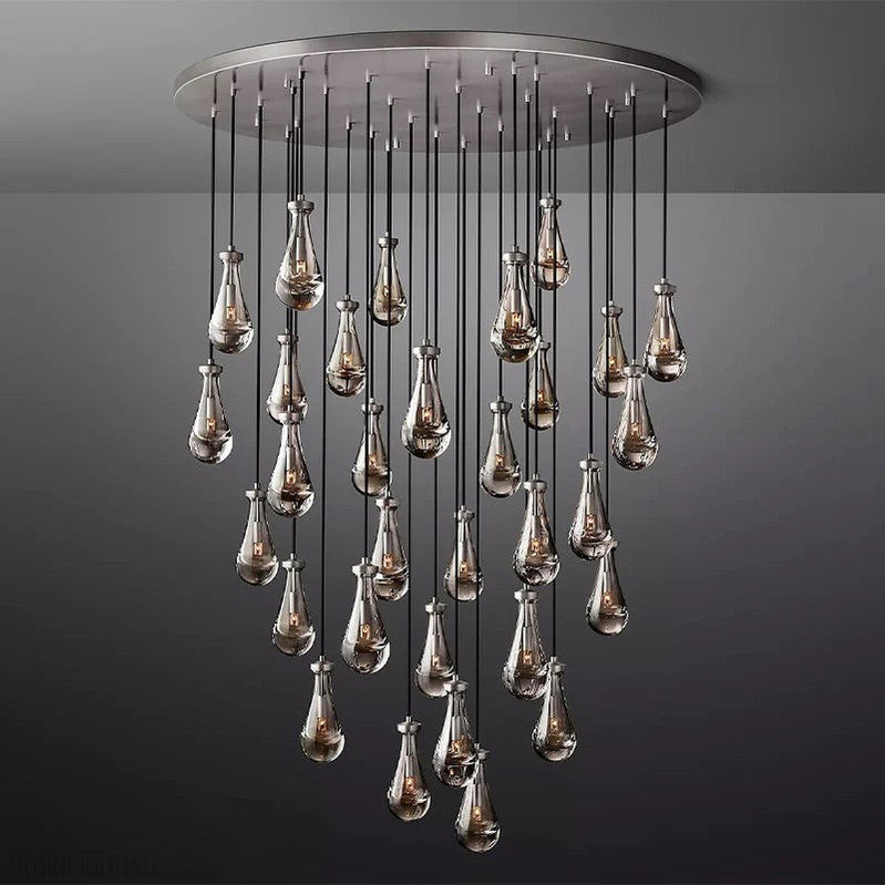 Raindrop Glass Round Chandelier 60"-Momo Lighting
