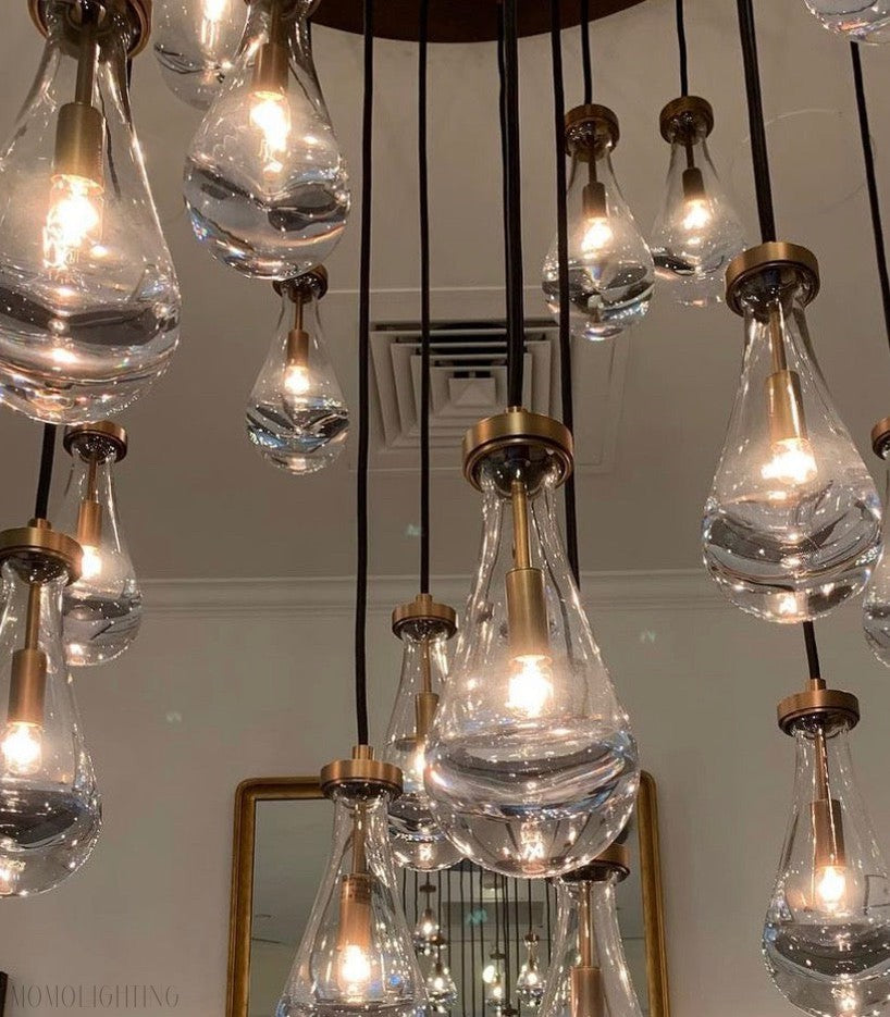 Raindrop Glass Round Chandelier 60"-Momo Lighting