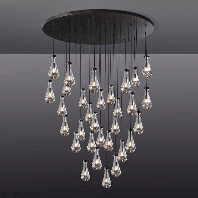 Raindrop Glass Round Chandelier 60"-Momo Lighting