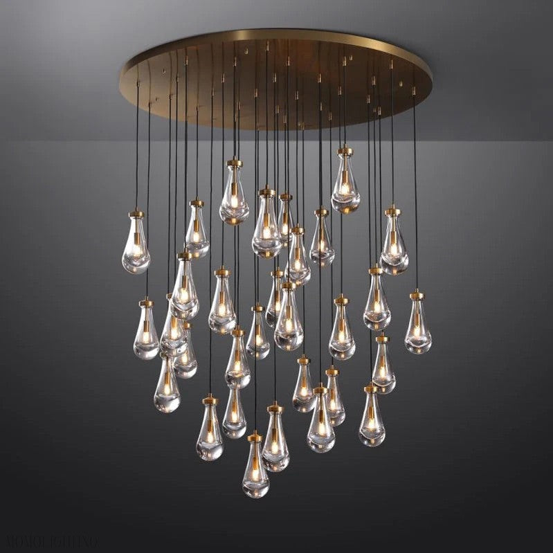 Raindrop Glass Round Chandelier 60"-Momo Lighting